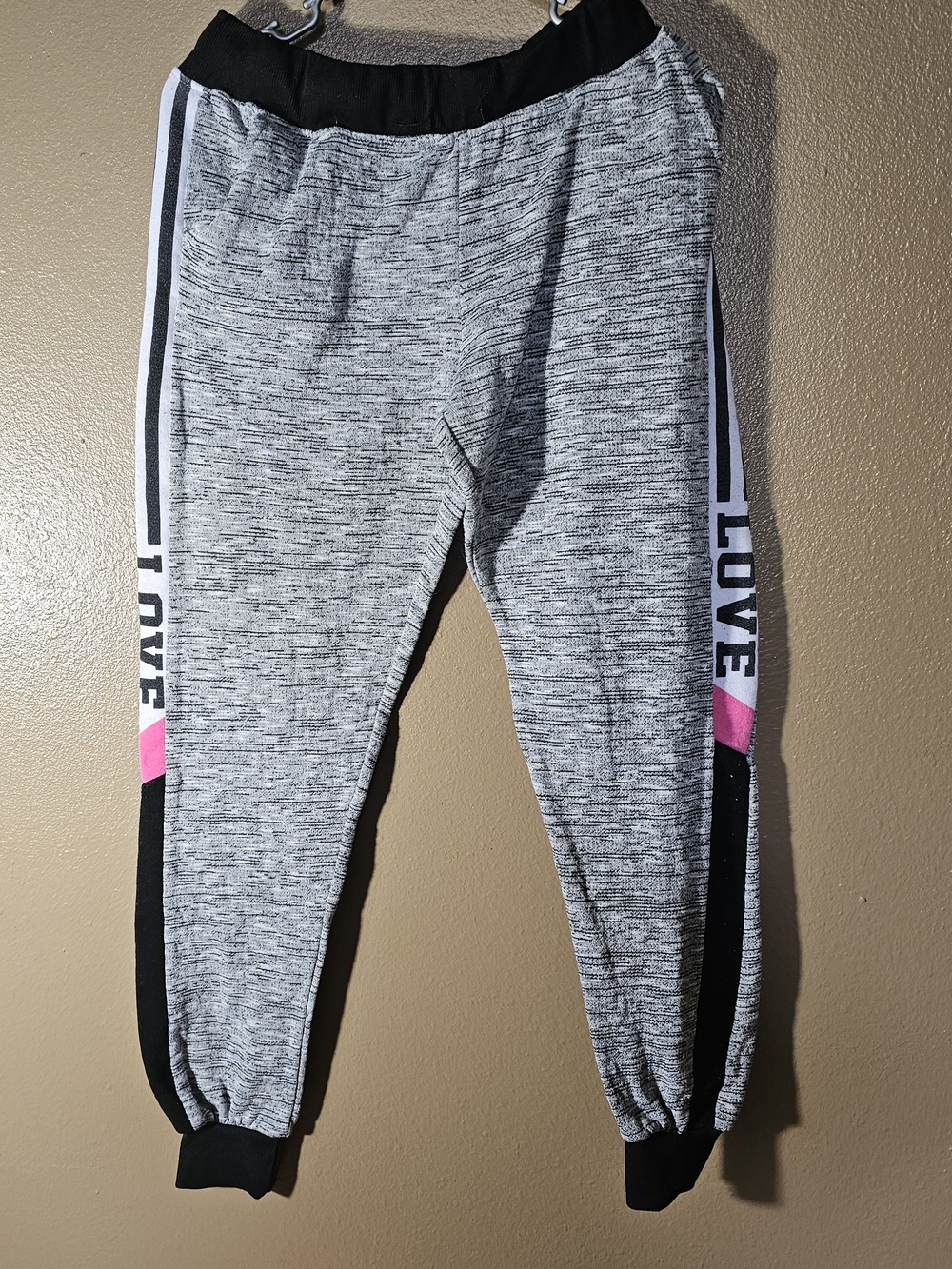 Bobbie Brooks Gray Heather Joggers with Pink & Black Side Detail Size XL